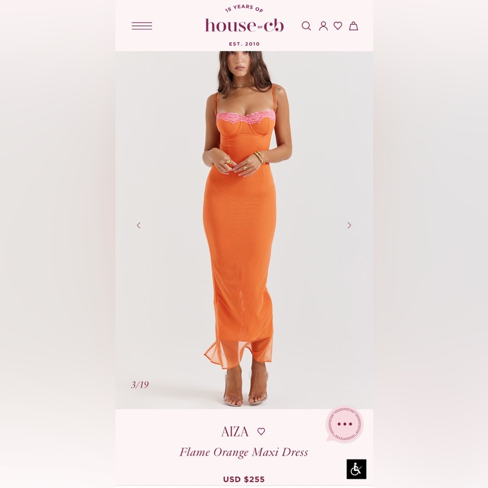 House of CB AIZA Flame Orange Maxi Dress